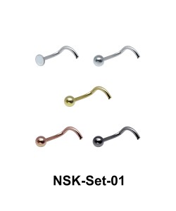 5 Silver Nose Stud Sets NSK-SET-01